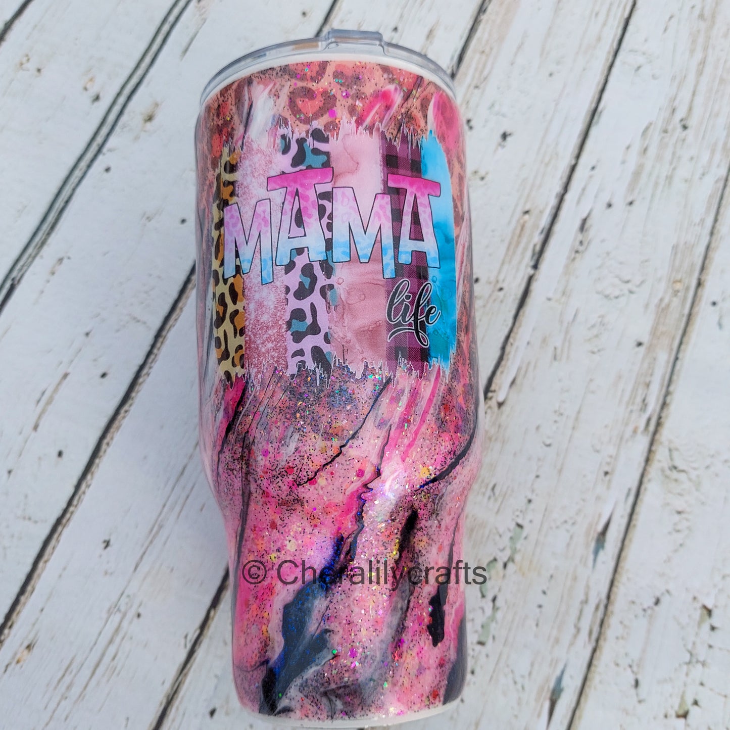 32 oz Lepard Hearts Mom Life Tumbler