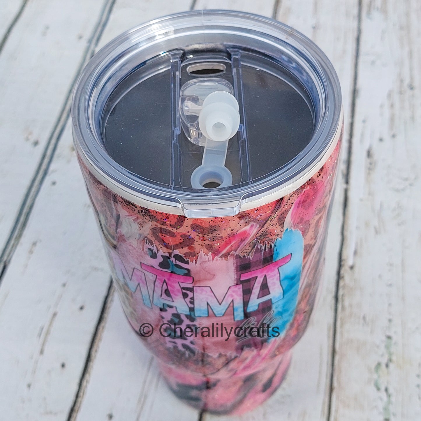 32 oz Lepard Hearts Mom Life Tumbler