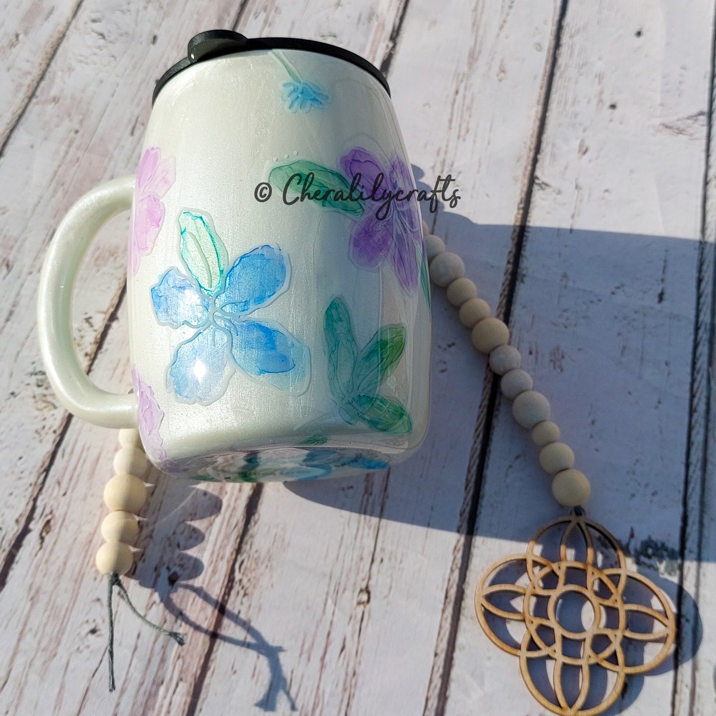 14 oz Handpainted Floral Mug