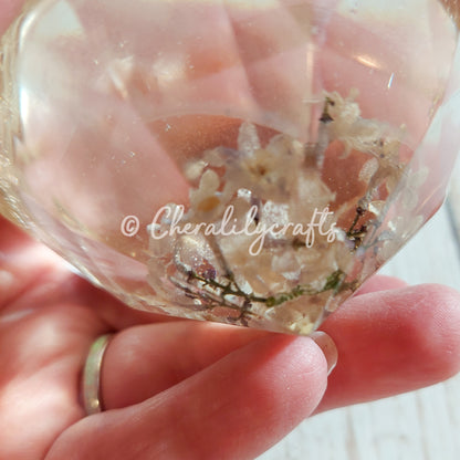 Resin Diamond with embedded Lilac Flowers