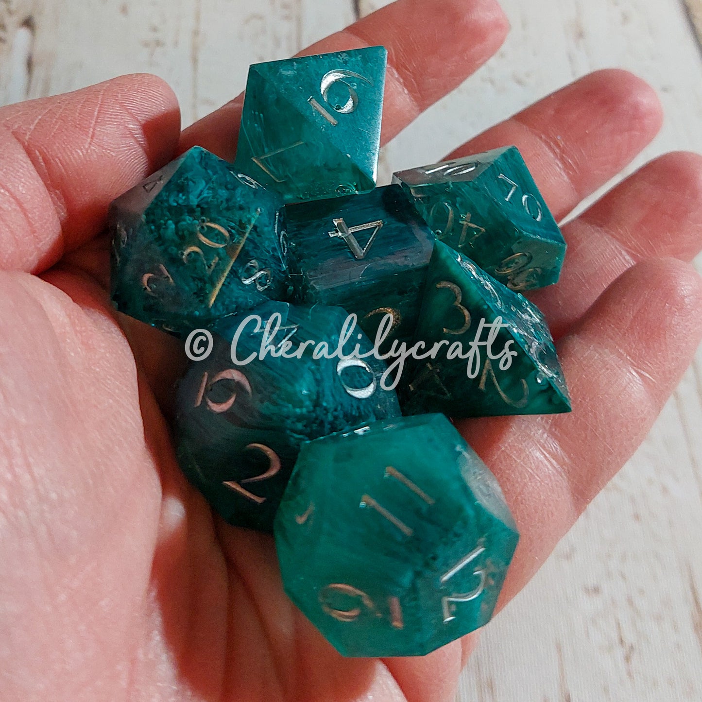 7 Piece Polyhedral Dice Set- Blue/Teal