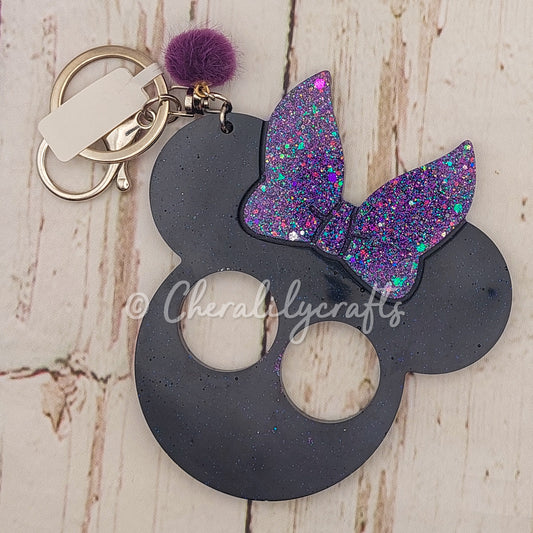 Purple Bow Mouse Keychain