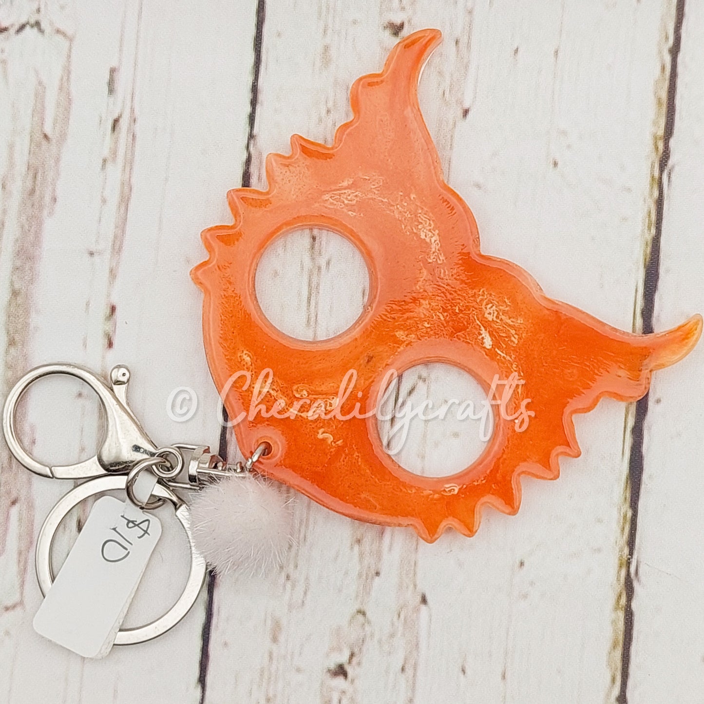 Orange Owl Keychain w/ pom