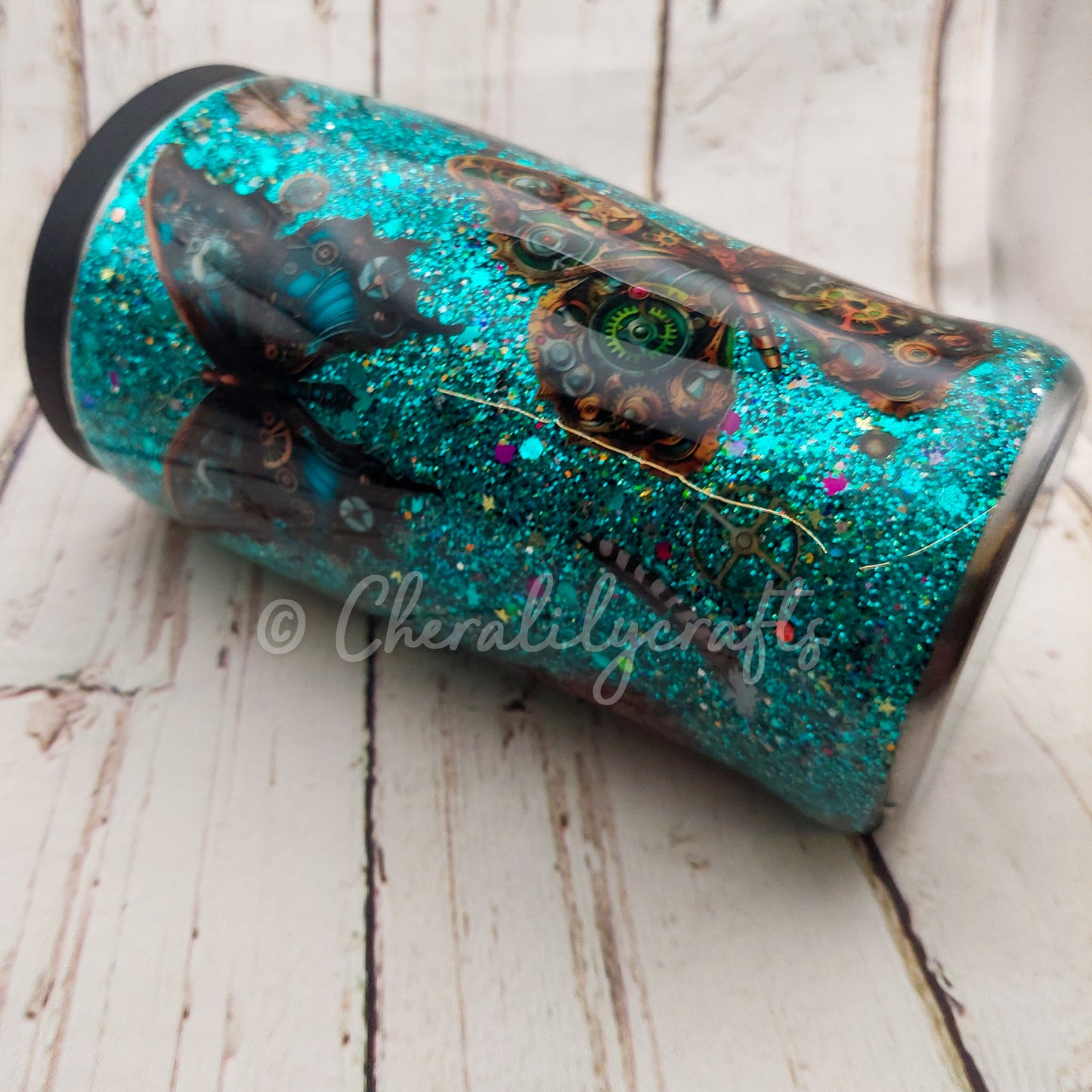 12 oz Steampunk Butterfly 3 in 1 Can Cooler