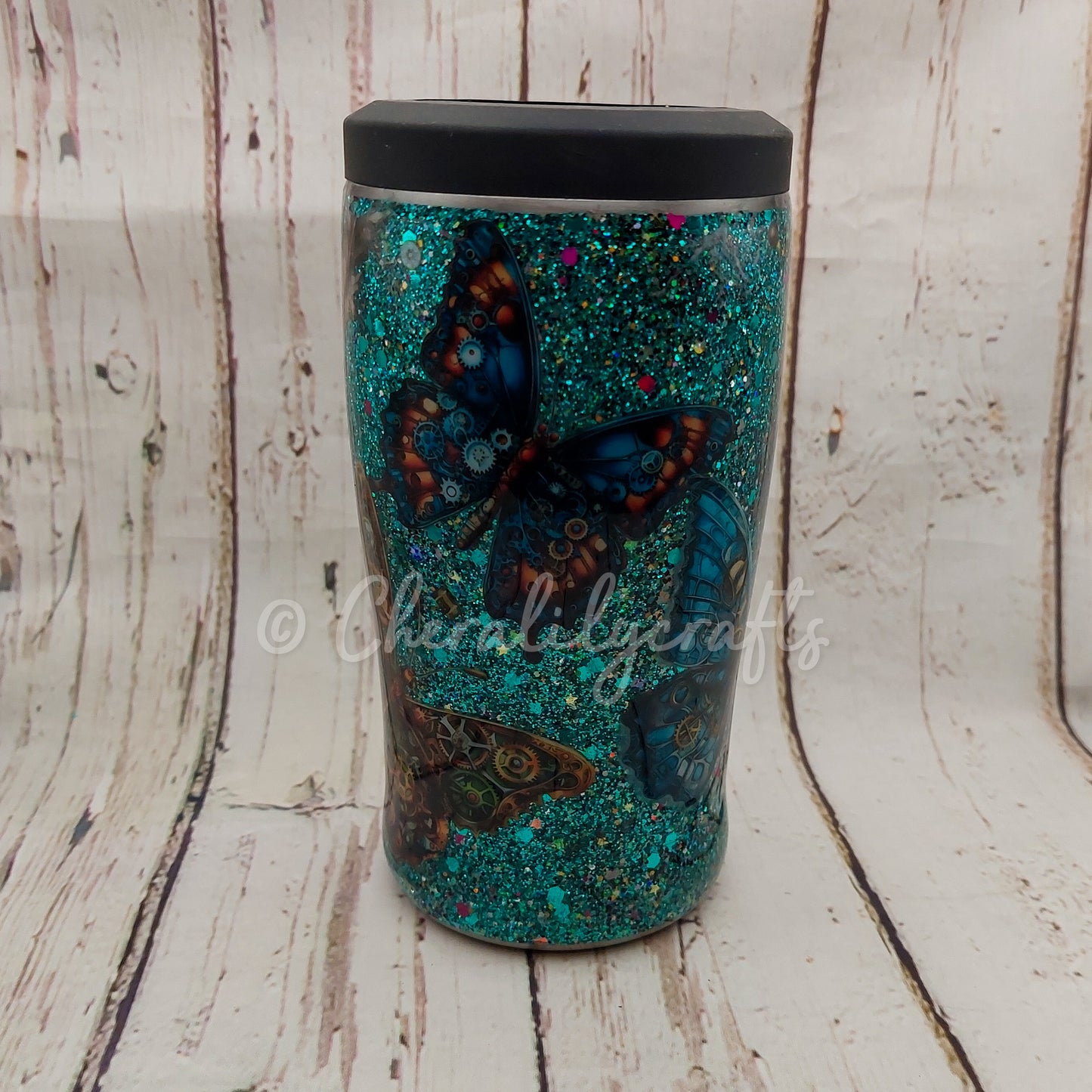 12 oz Steampunk Butterfly 3 in 1 Can Cooler