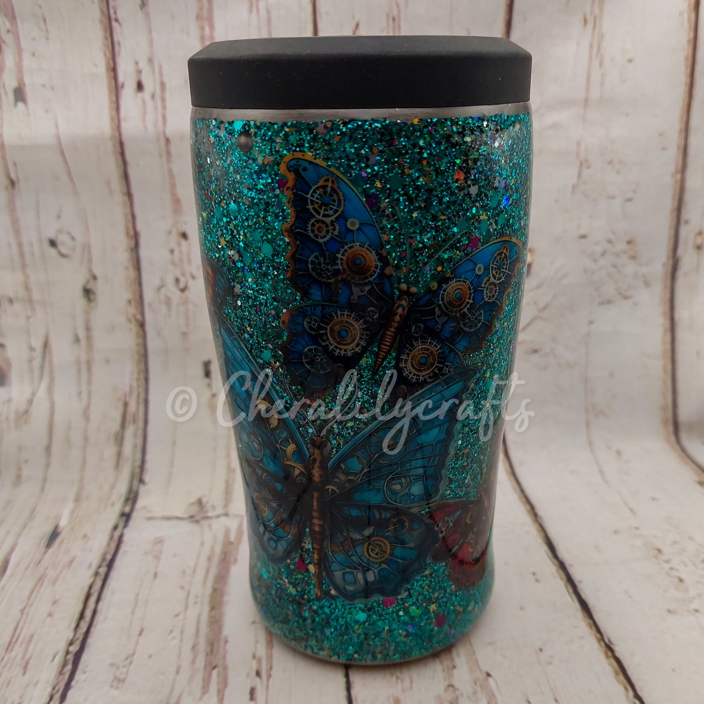 12 oz Steampunk Butterfly 3 in 1 Can Cooler