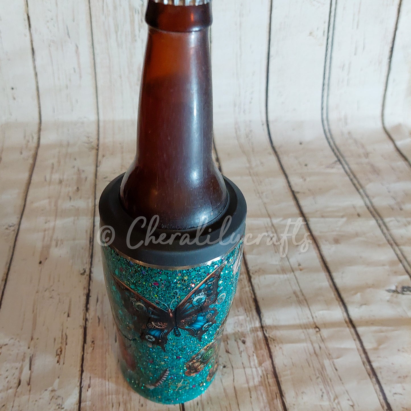 12 oz Steampunk Butterfly 3 in 1 Can Cooler