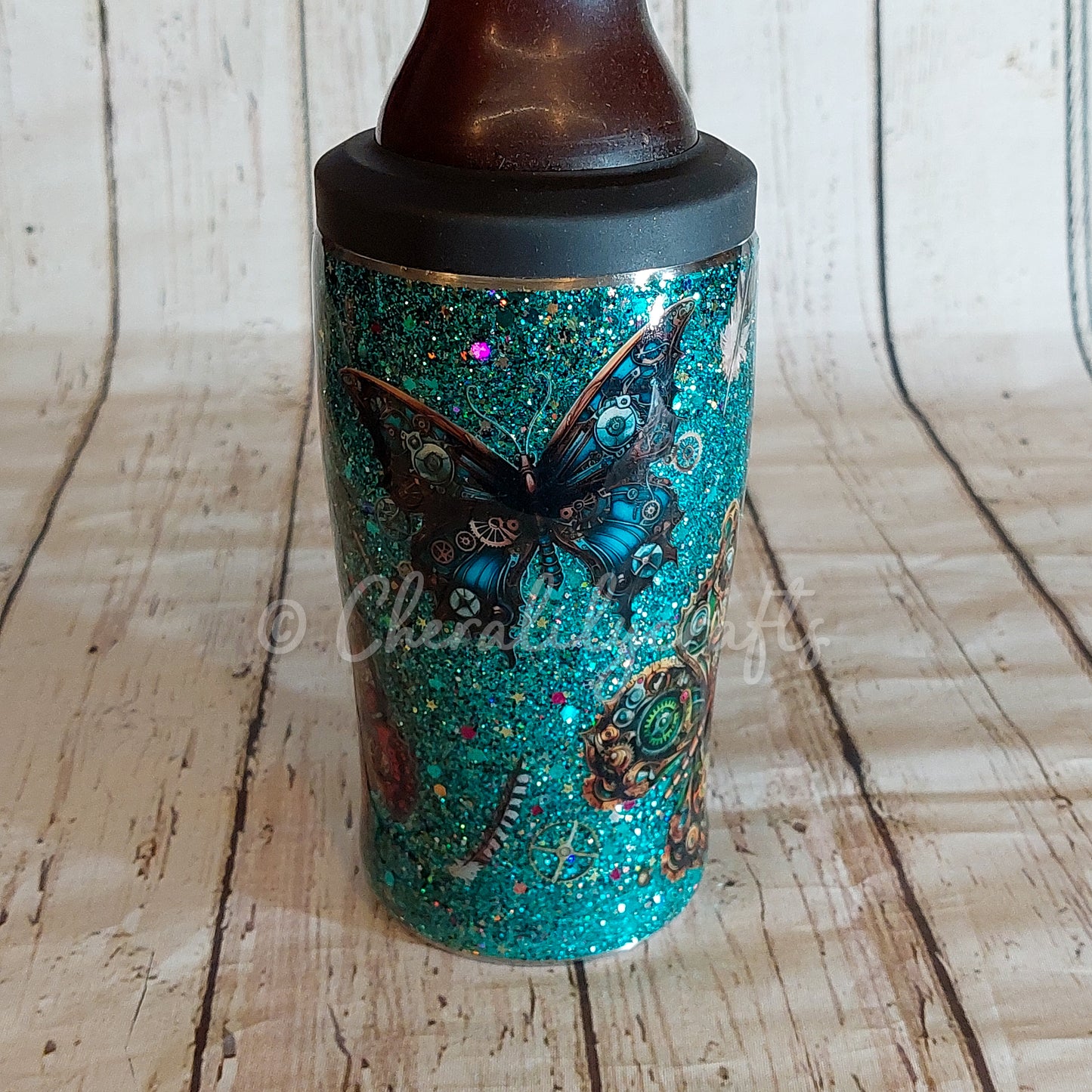 12 oz Steampunk Butterfly 3 in 1 Can Cooler
