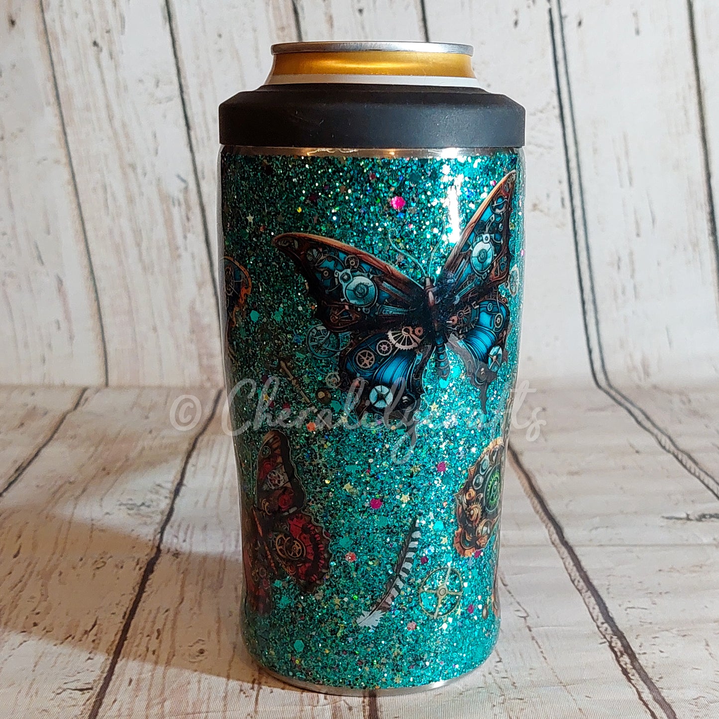 12 oz Steampunk Butterfly 3 in 1 Can Cooler