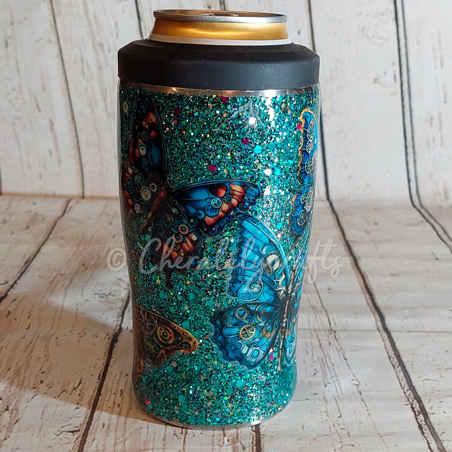 12 oz Steampunk Butterfly 3 in 1 Can Cooler