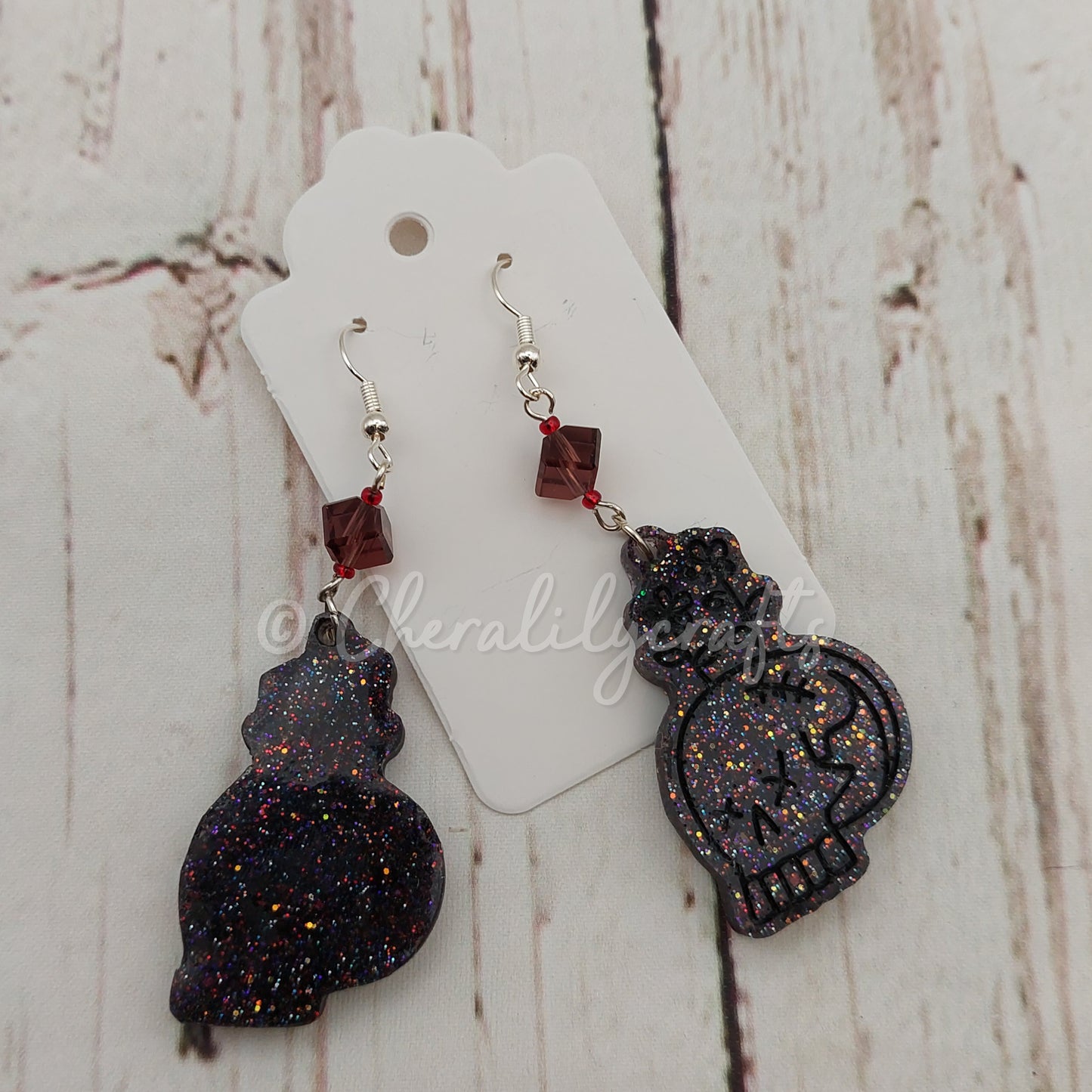 Floral Skull Earrings