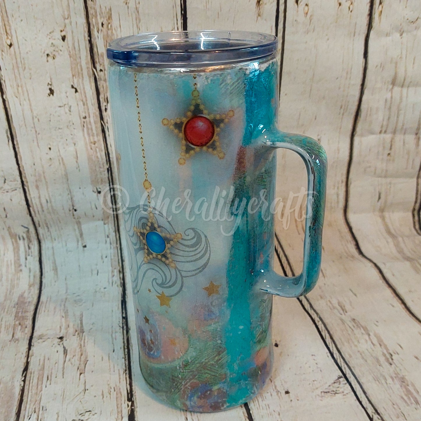 30 oz Peacock Feather Camper Mug