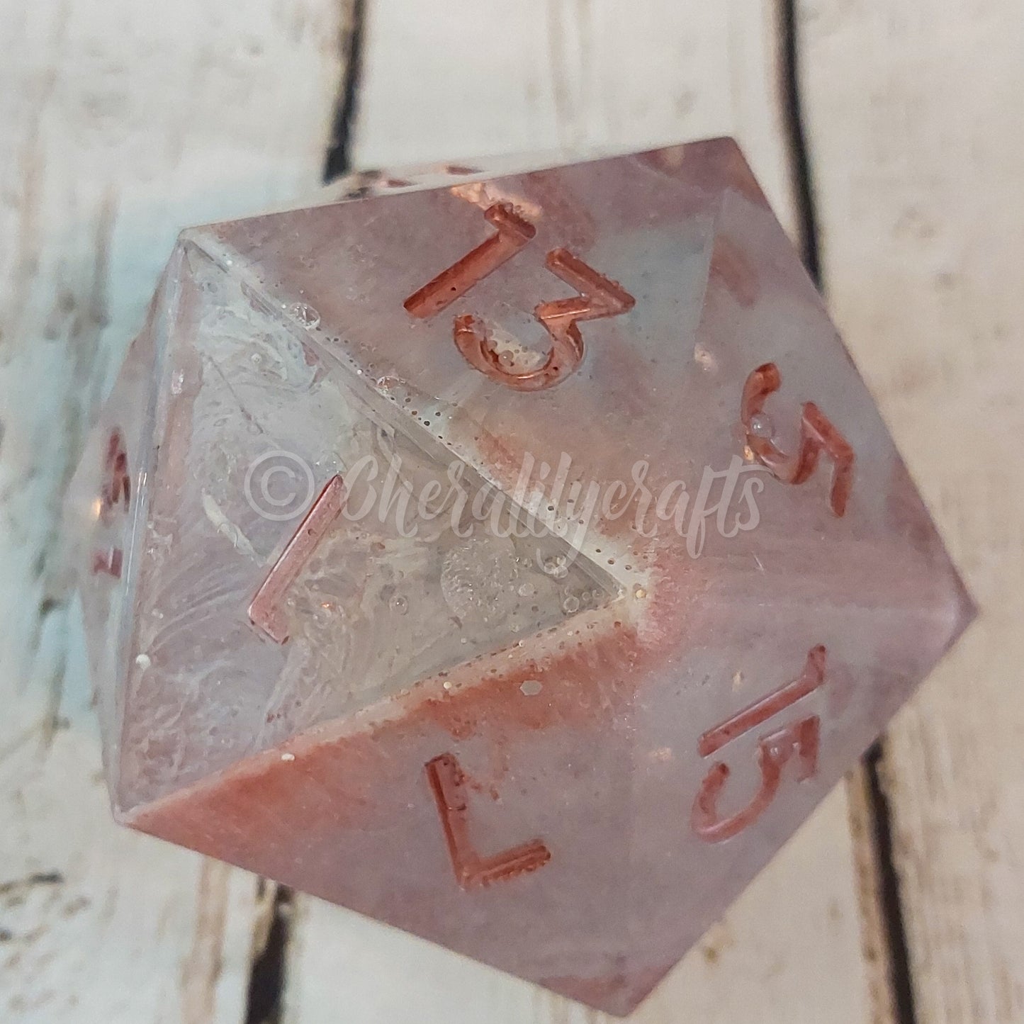 Large Rose Gold Drip D20 Dice