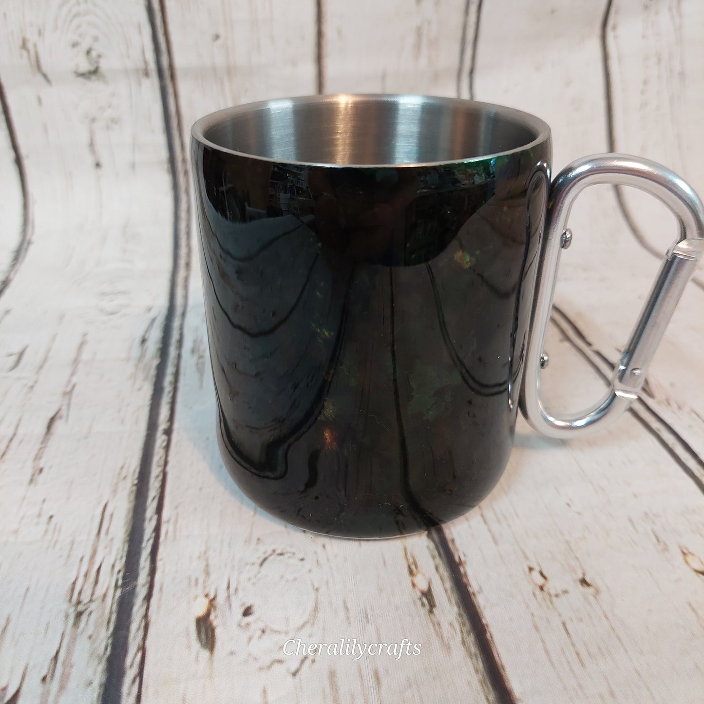 Camo Carabiner Mug W/ fish outdoor scene decal