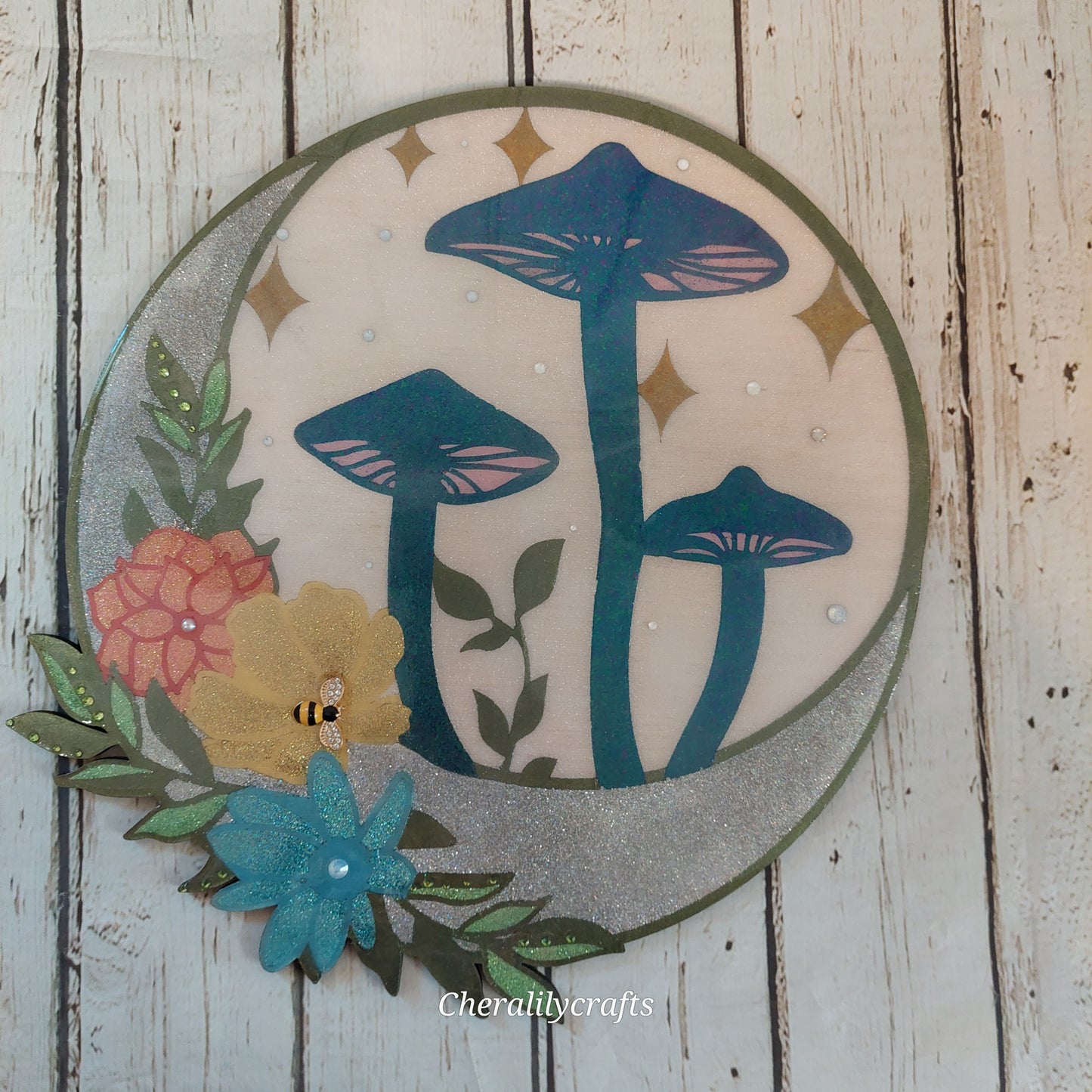 Mushroom Floral Moon Wall Decor