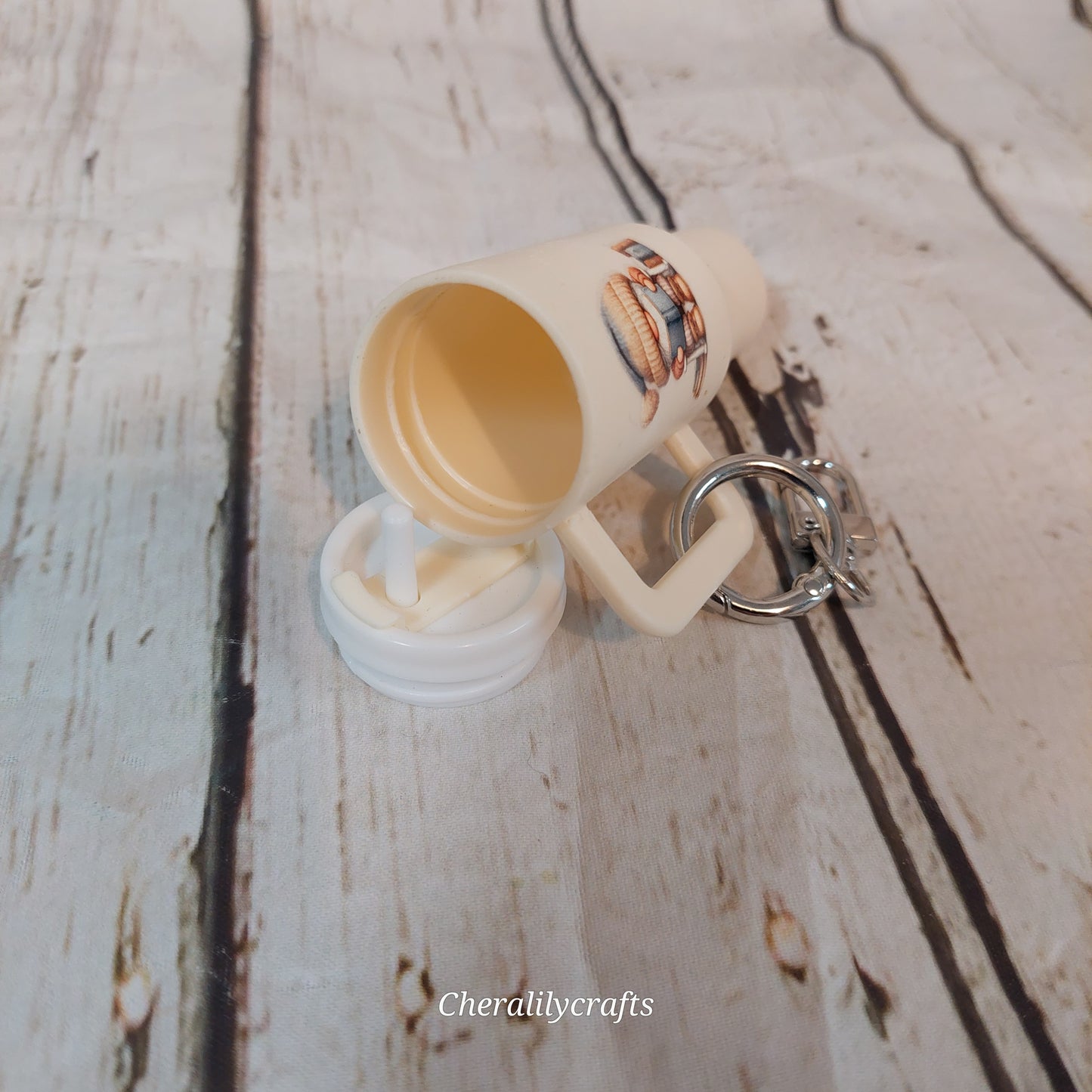 Cream Tumbler Keychain