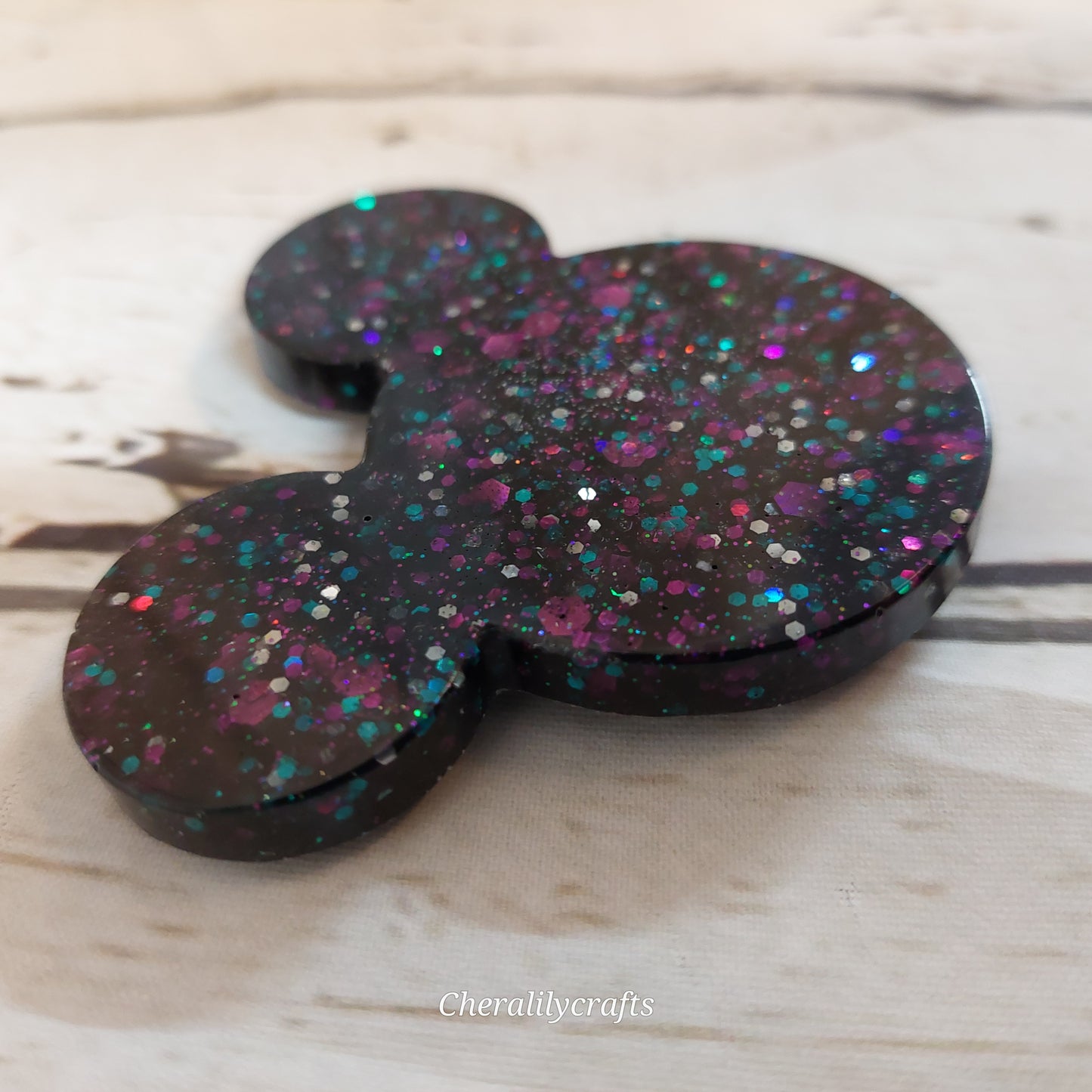 Black Glitter Mouse Head Magnet