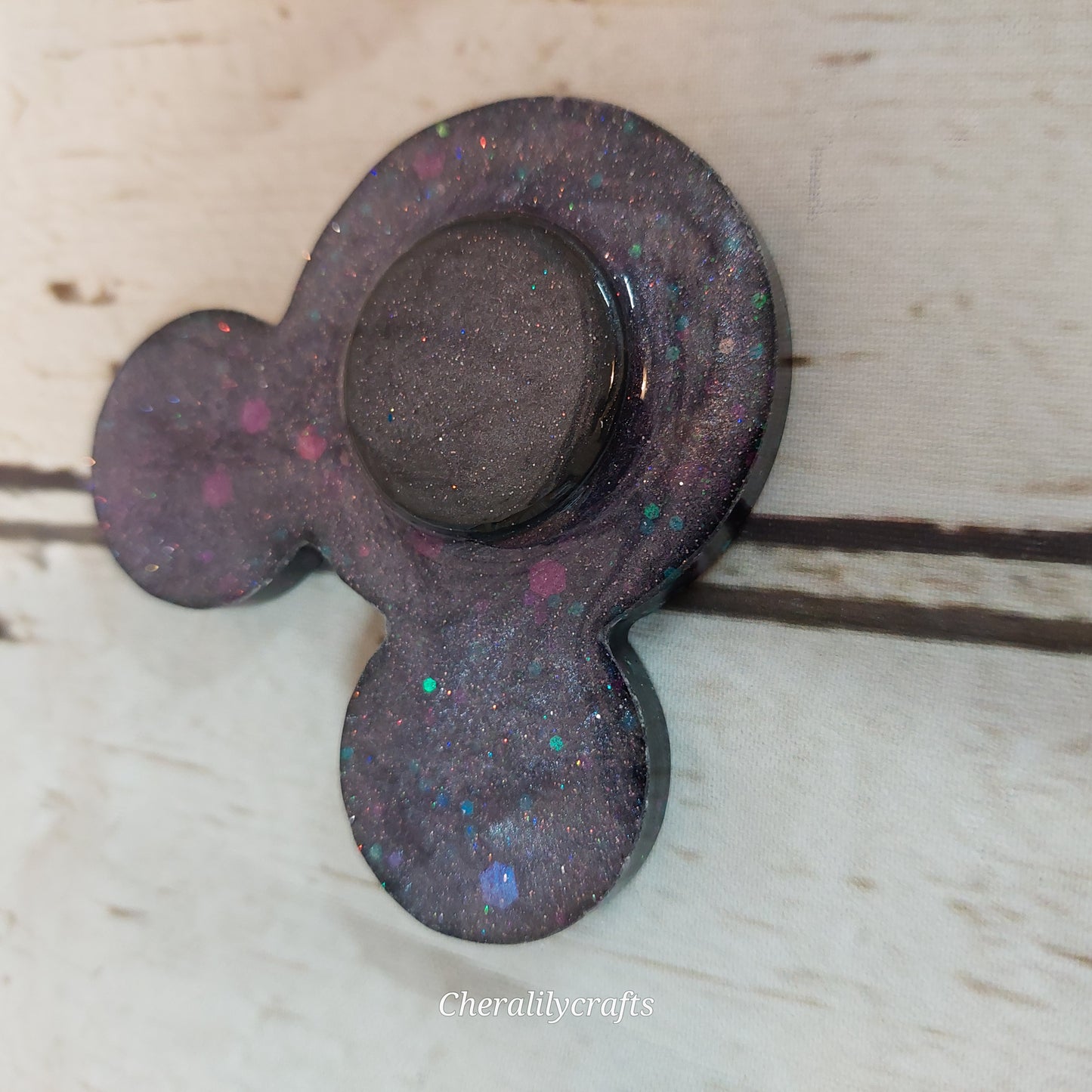 Black Glitter Mouse Head Magnet