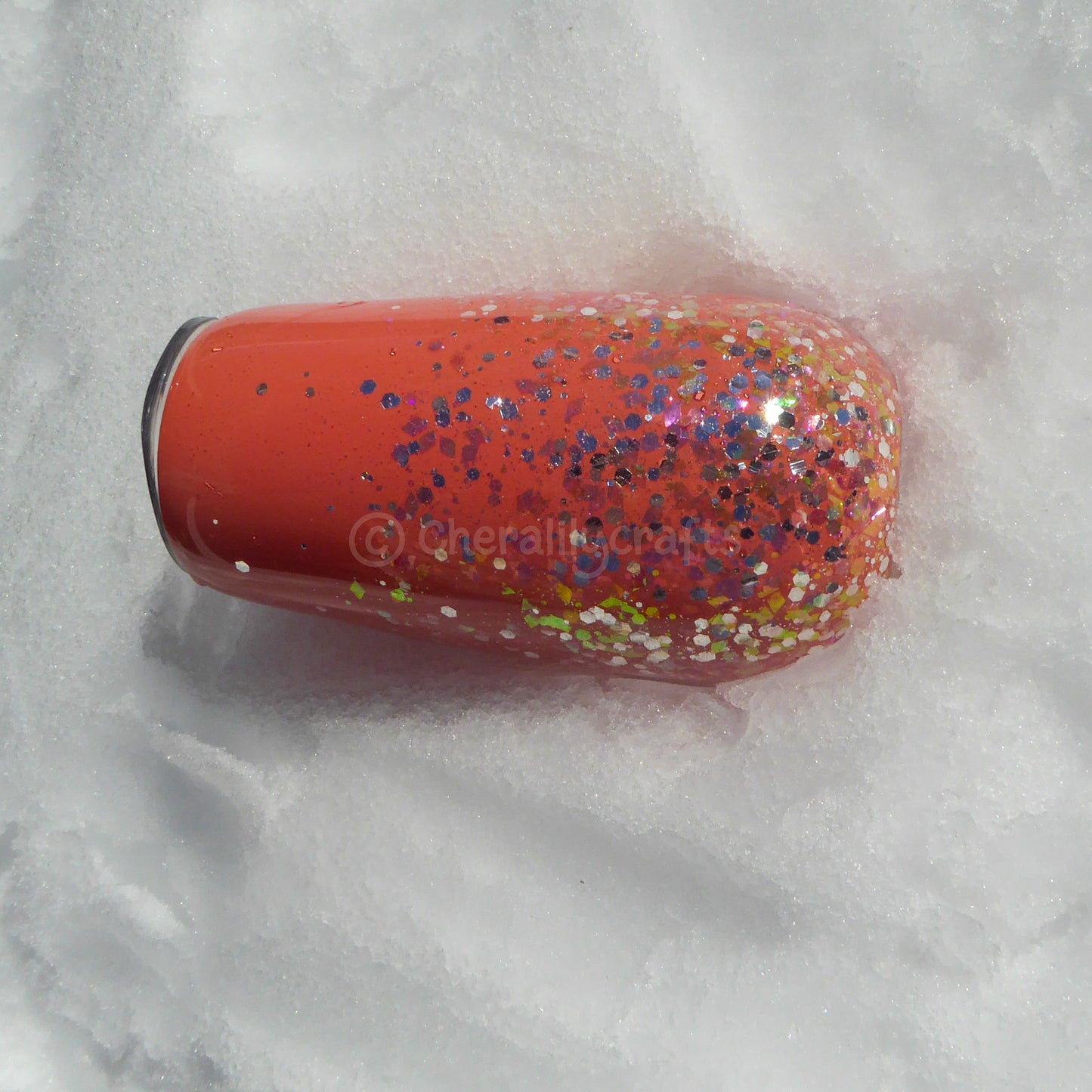 Coral Glitter Champagne Glass