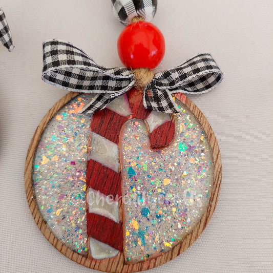 Candy Cane Wood/Resin Ornament
