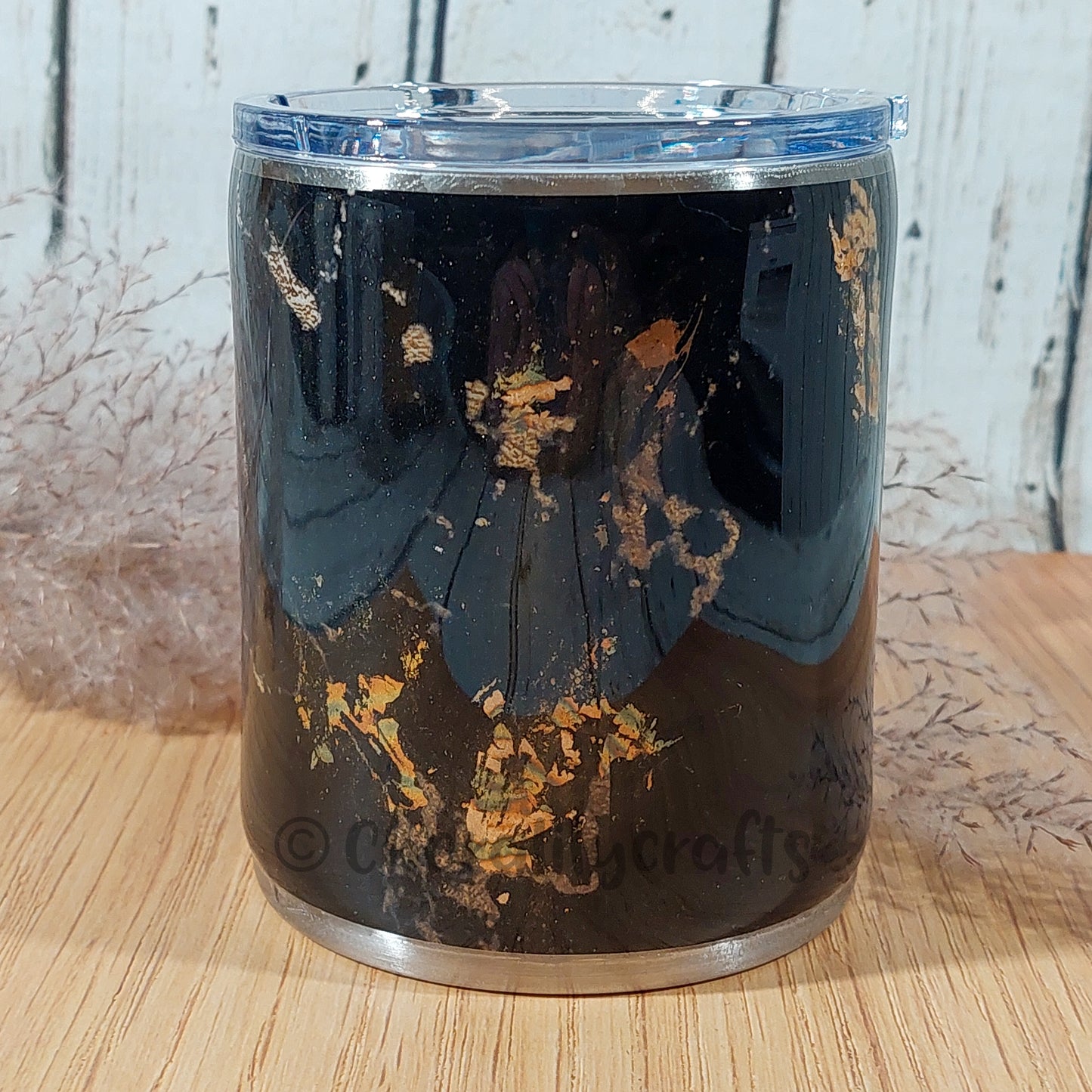 12oz Black/Gold Marble Shorty Tumbler