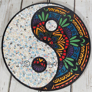 Mandala Ying Yang Wood/Rhinestone Decor
