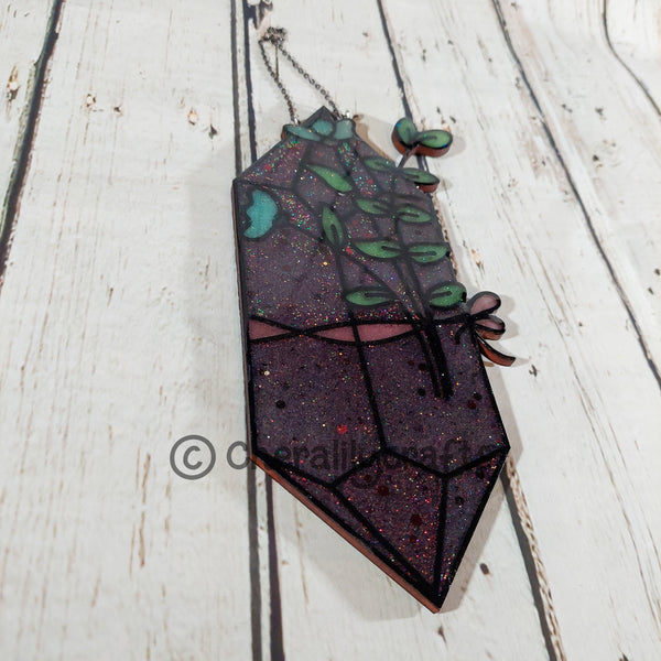 Floral Crystal Wood/Resin Suncatcher