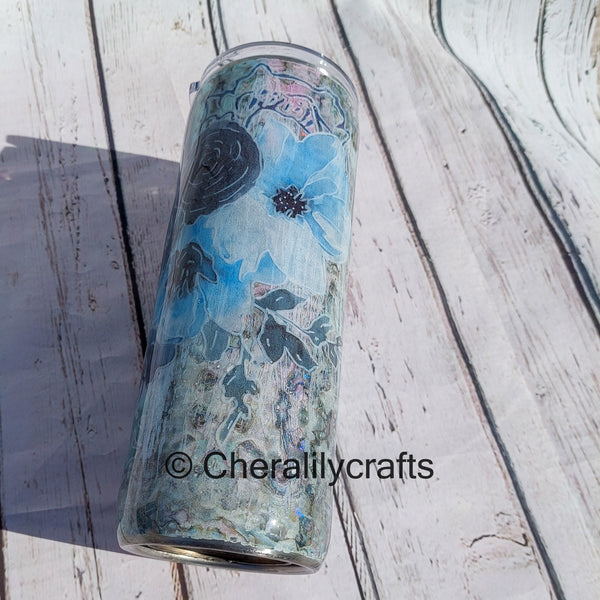 24 oz Blue Floral Plump Tumbler