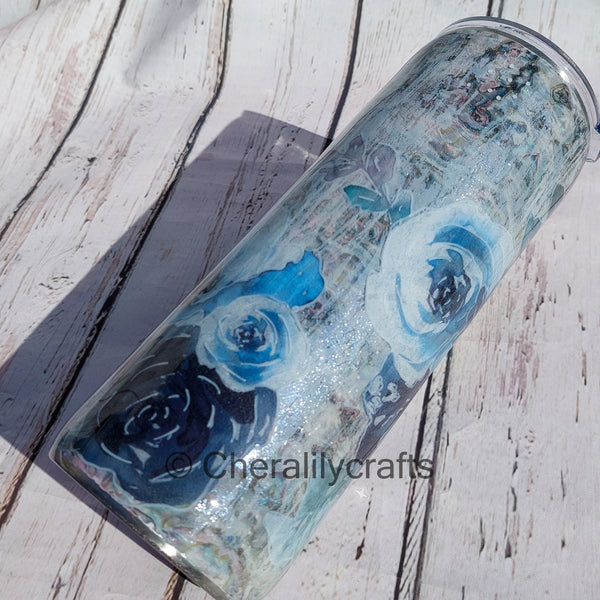 24 oz Blue Floral Plump Tumbler