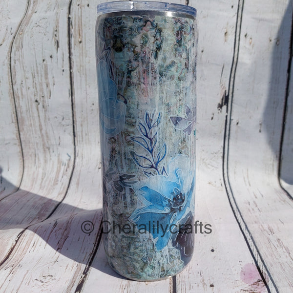 24 oz Blue Floral Plump Tumbler