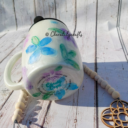 14 oz Handpainted Floral Mug