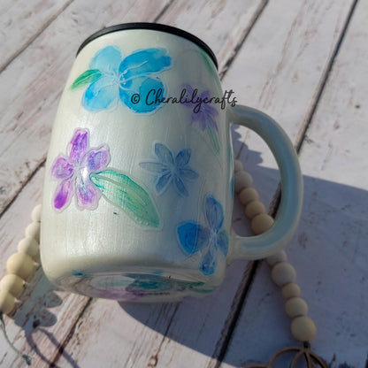 14 oz Handpainted Floral Mug
