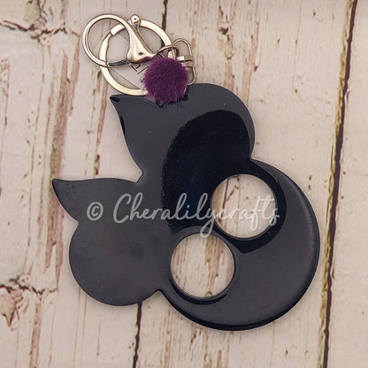 Purple Bow Mouse Keychain