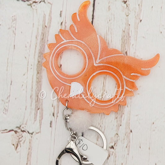 Orange Owl Keychain w/ pom