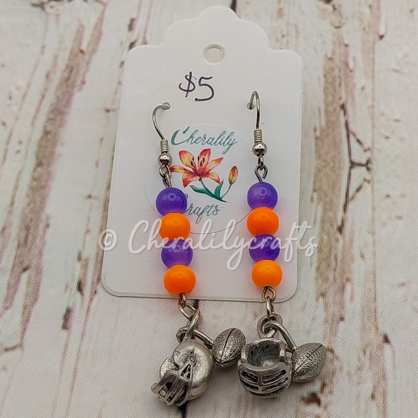 Blue & Orange Football Earrings