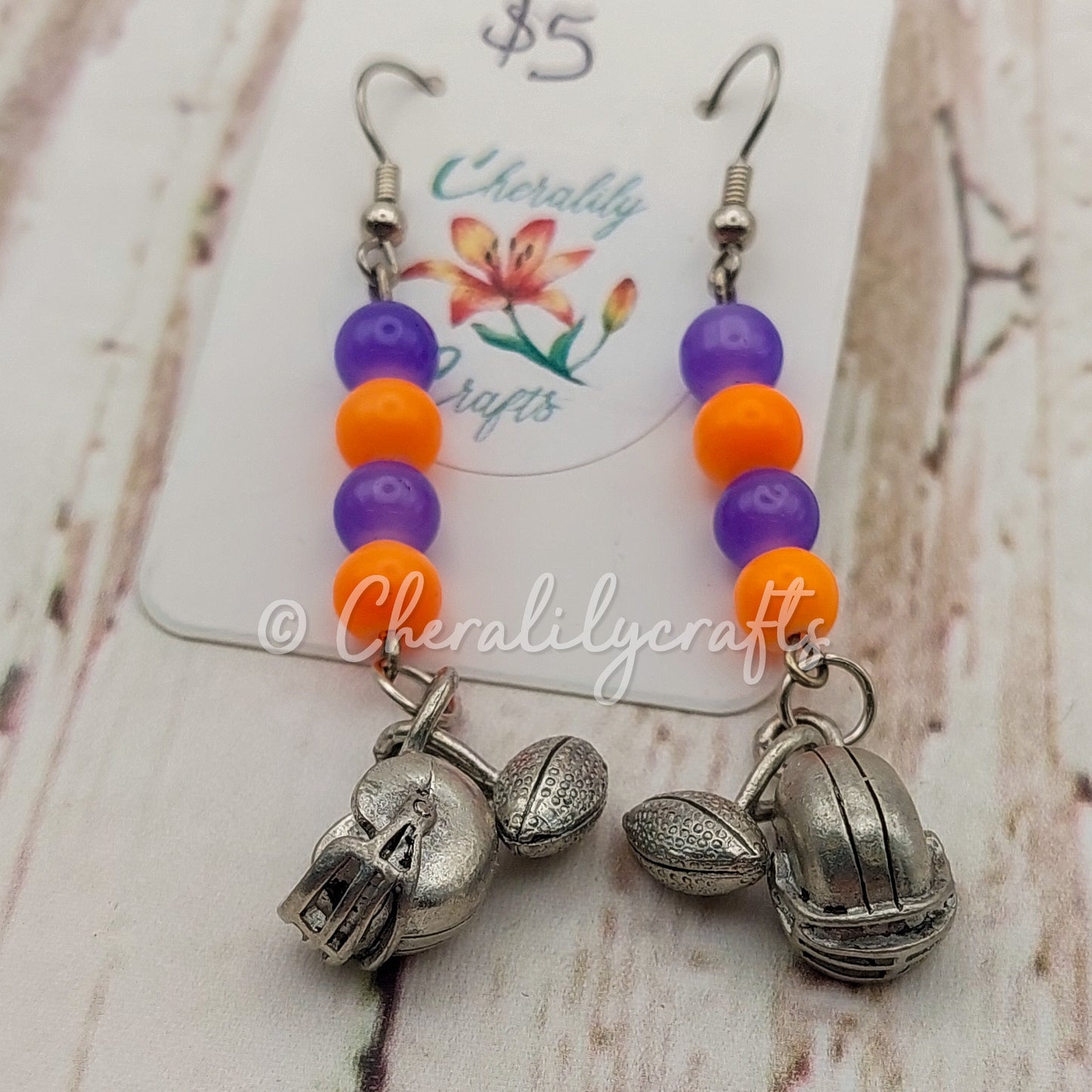 Blue & Orange Football Earrings