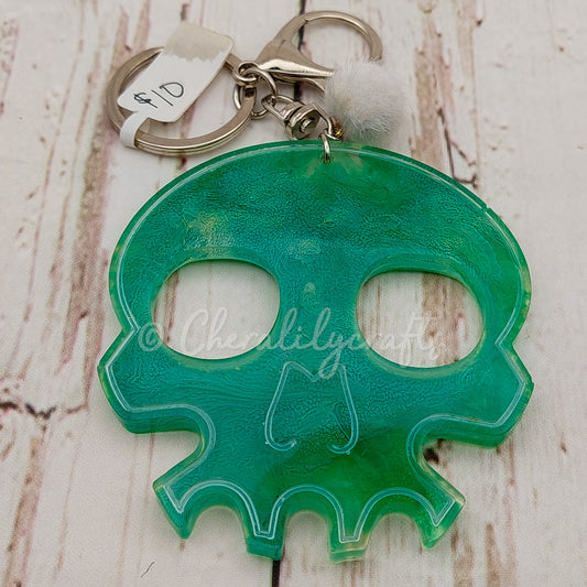 Green Skull Keychain