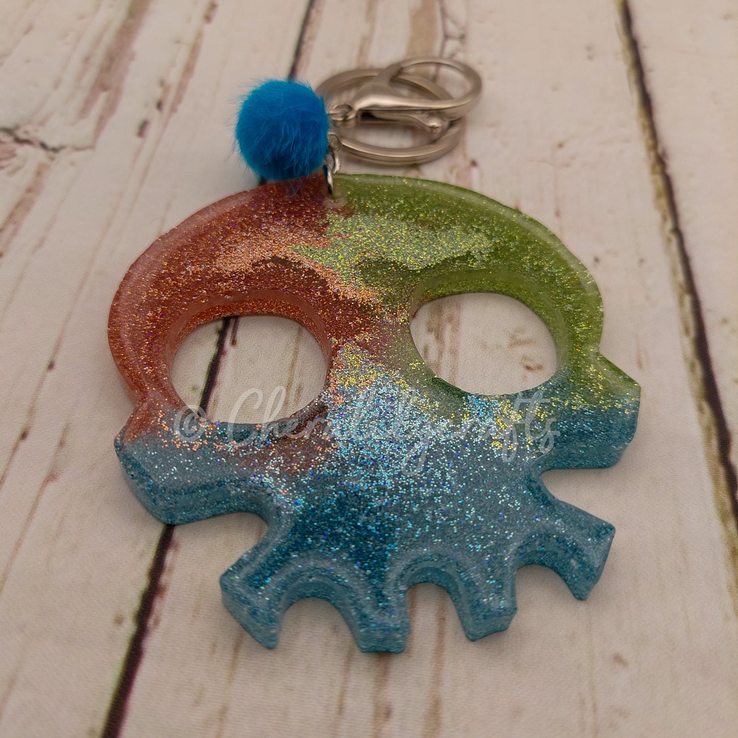 Blue/Red/Green Skull Keychain