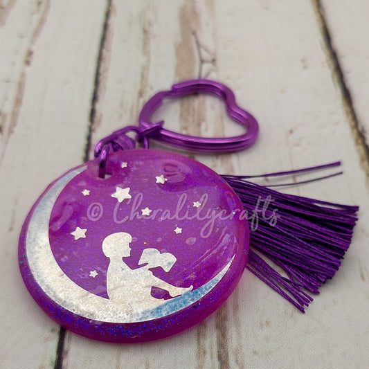 Round Cresent Moon Keychain