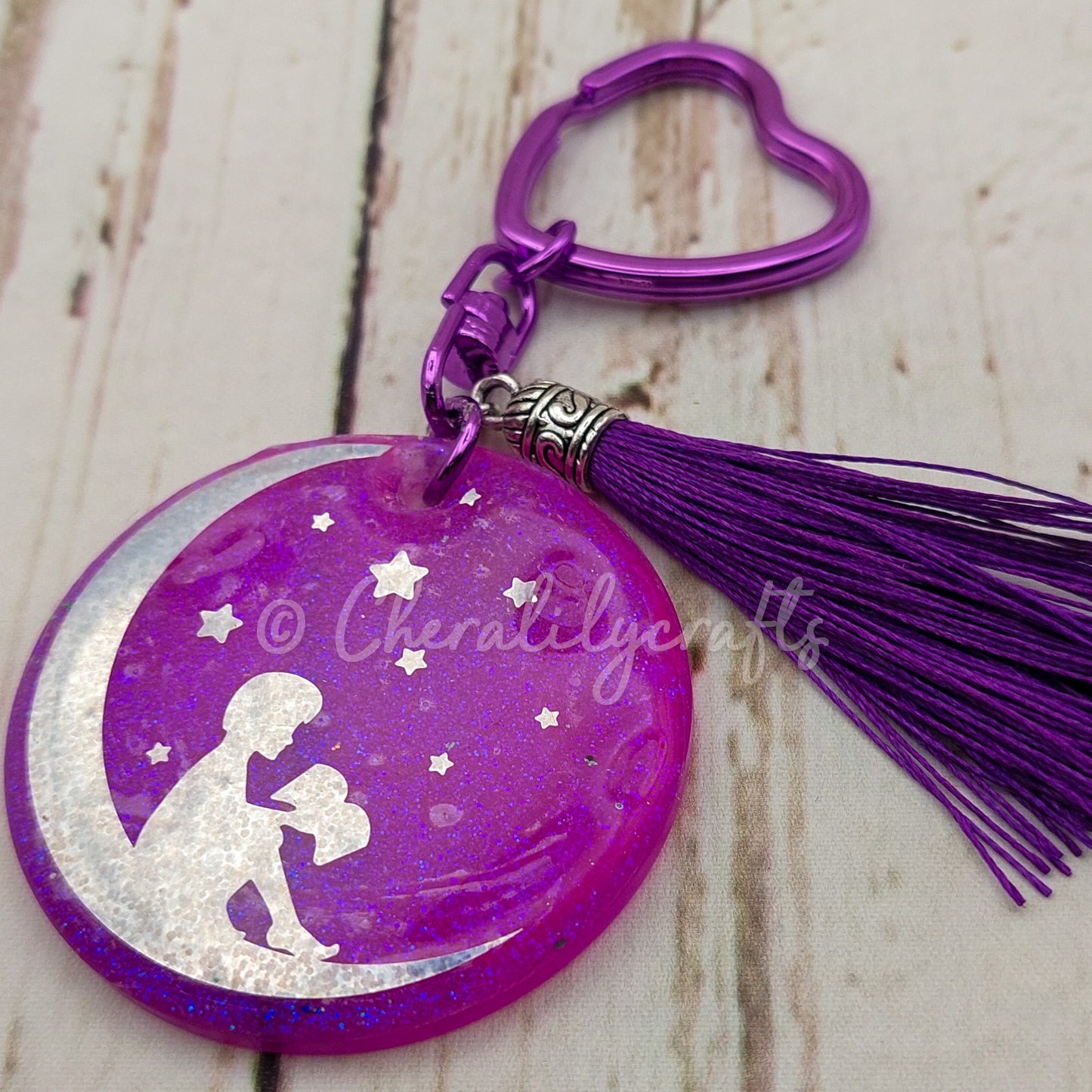 Round Cresent Moon Keychain