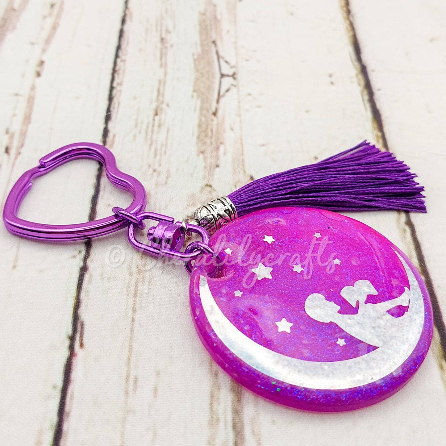 Round Cresent Moon Keychain