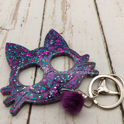 Colorful Black Cat Keychain