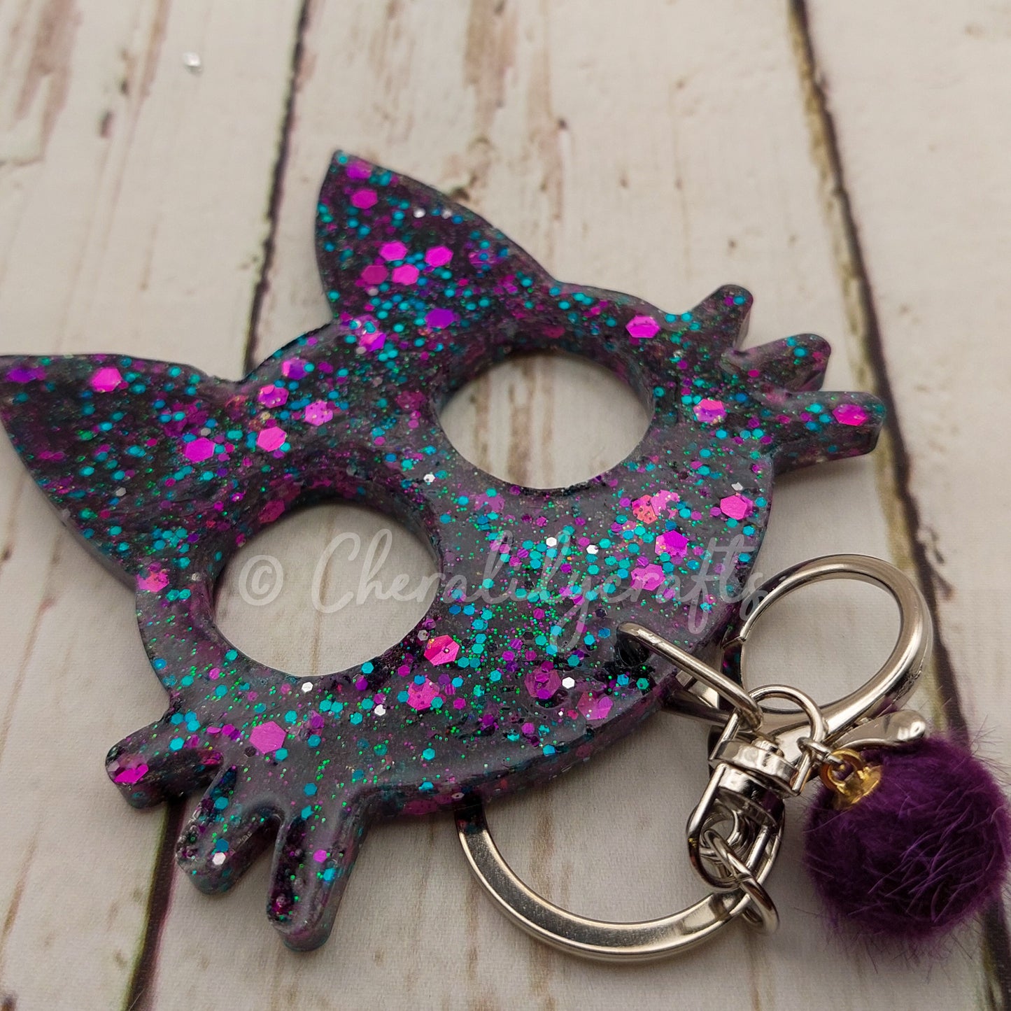 Colorful Black Cat Keychain