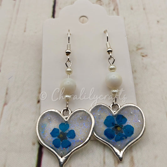 Floral/Pearl Heart Earrings