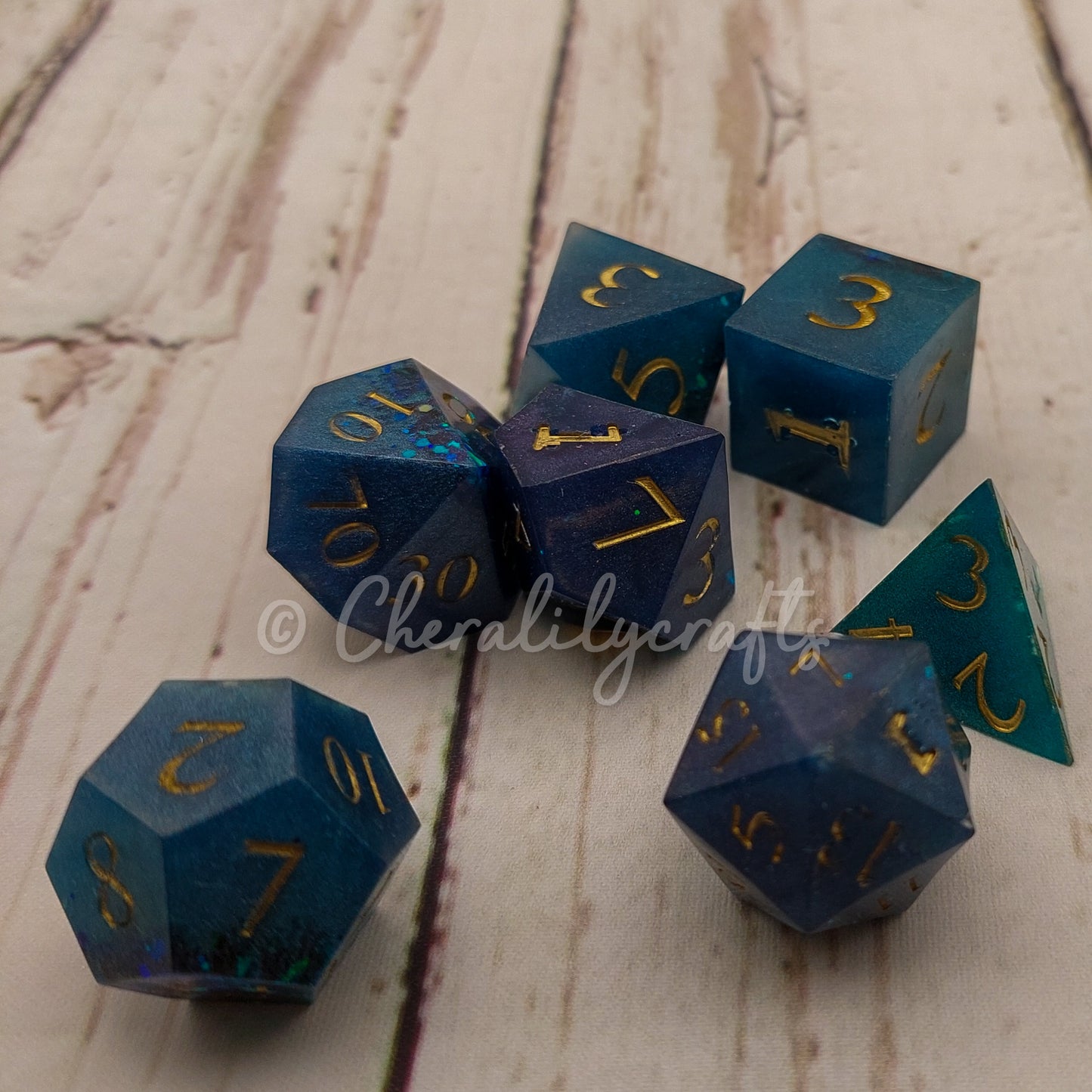 CUSTOM 7 Piece Polyhedral Dice Set