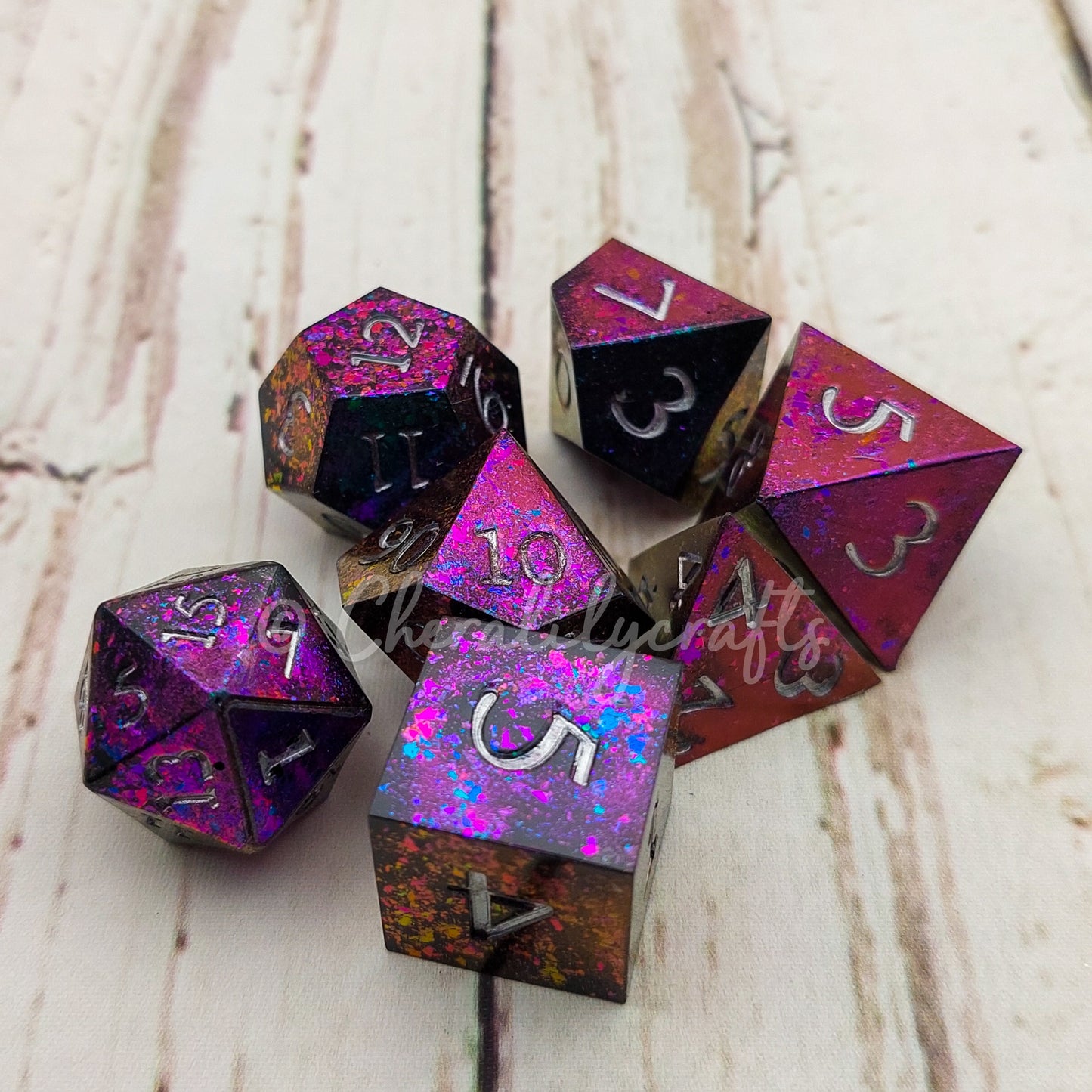 CUSTOM 7 Piece Polyhedral Dice Set