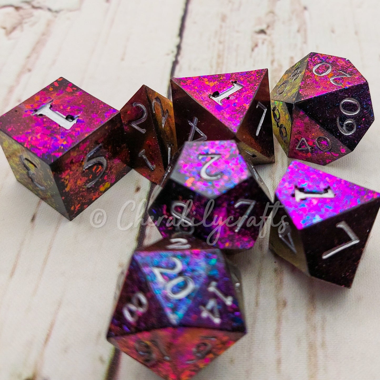 CUSTOM 7 Piece Polyhedral Dice Set