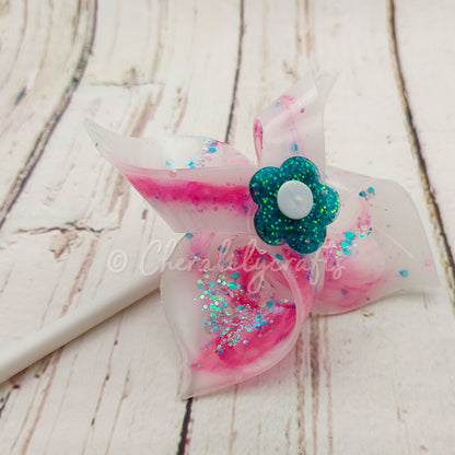 Pink/White/Teal Epoxy Pinwheel