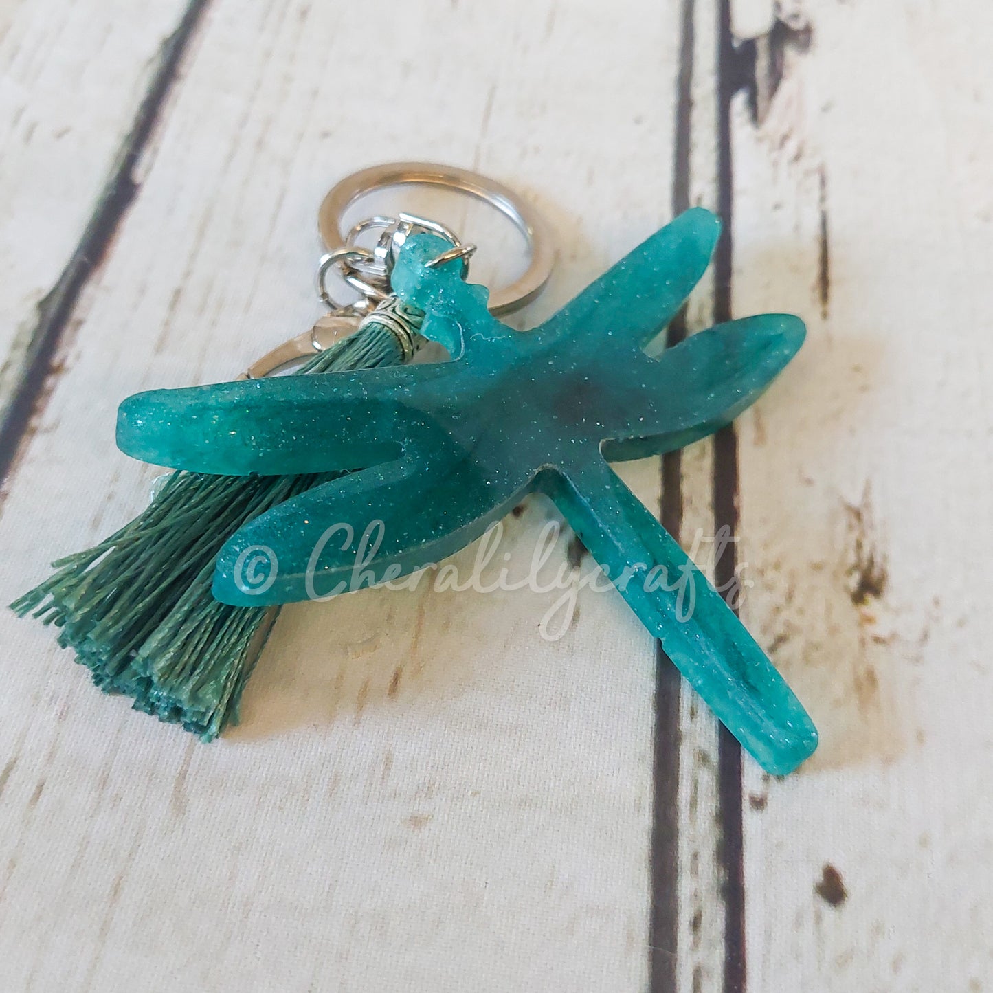 Teal Dragonfly Keychain