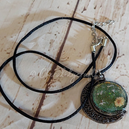 Yellow Flowers Moon Necklace